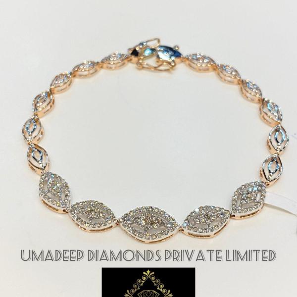 Natural Diamond ladies Rose Gold bracelet in 14k purity