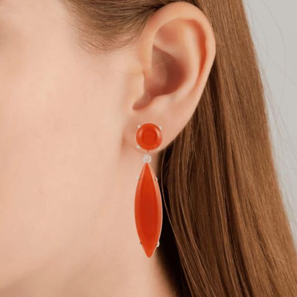 925 Sterling Silver Natural Red onyx Gemstone Dangler Drop Earrings