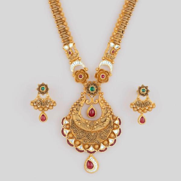 Adoreable Gold Antique Ranihar Set with Fabulous work & Design 