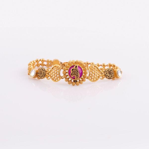 Gold Ladies Bracelet with Adoreable Design & Stones 