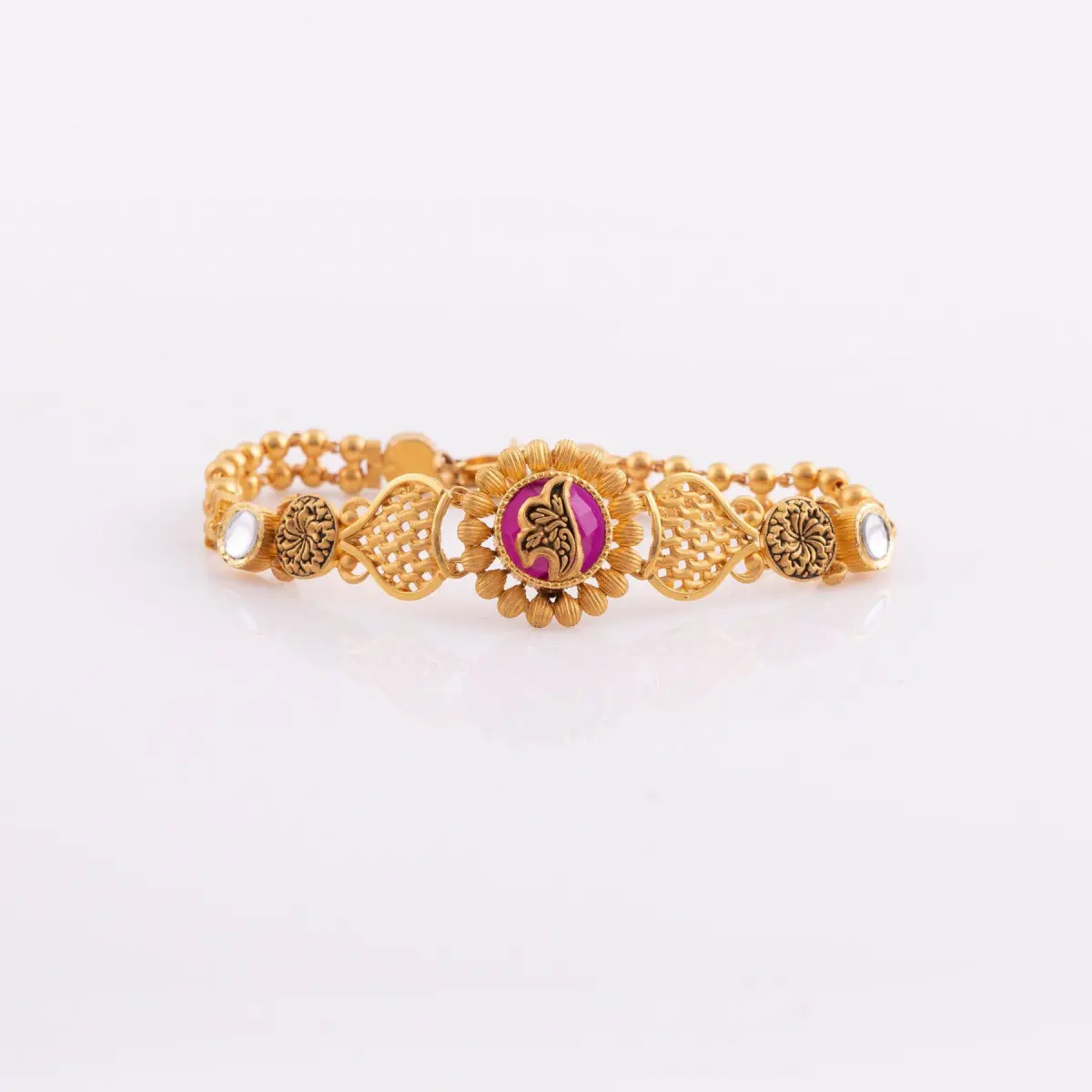 Gold Ladies Bracelet with Adoreable Design & Stones 