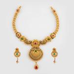 Amazing Gold Necklace Set with Fancy Design for Ladies in Antique Design 