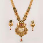 Long Antique Ranihar Set in Amazing Design With Kundan & Meena Work 