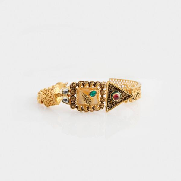 Amazing Gold Ladies Bracelete with Beautiful Multicolour Peacock Design 