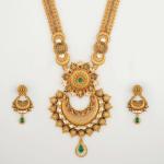 Beautiful Gold Ranihar Set with Flowers Shape in Amazing Kundan Stones and Design 