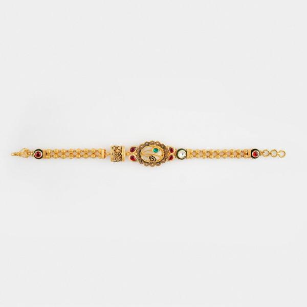 Gold Antique Bracelete for Ladies with Fabulous Design in Kundan Stones 