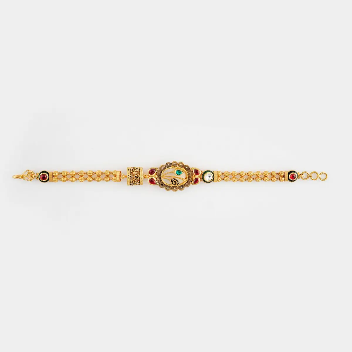 Gold Antique Bracelete for Ladies with Fabulous Design in Kundan Stones 