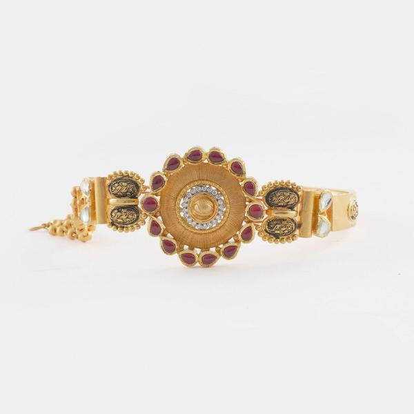 Adoreable Gold Bracelet in Half Moon & Square Design for Ladies with Fabulous Antique Design 