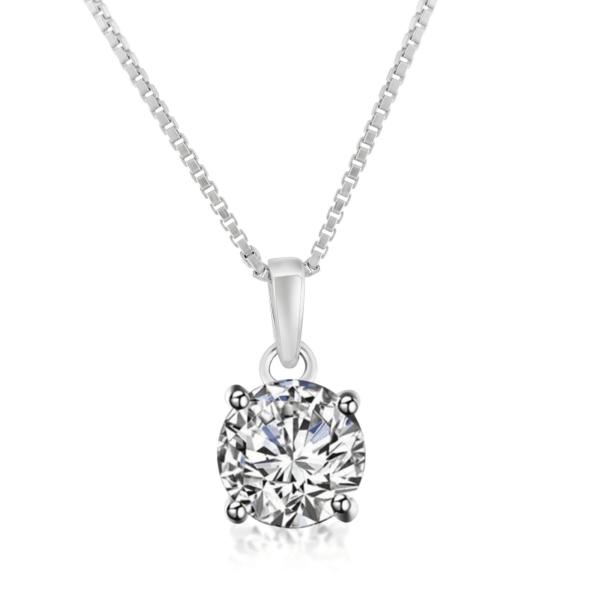 925 Sterling Silver Natural Swarovski Zirconia Gemstone Pendent with Chain for Women & Girls