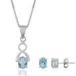 925 Sterling Silver Natural Blue Topaz Gemstone Pendent Set for Women & Girls