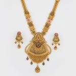 Beautiful Long Antique Kundan Ranihar Set for Ladies with Flowers & Leaf Design 