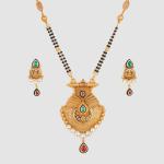 Gold Antique Beautiful Mangal Sutra Pendant for Ladies with Amazing Design and Kundan Stone