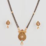 Elegant Drop Shape Gold Mangalsutra Pendant Set for Ladies with Beautiful Design 