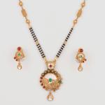 Gold Antique Mangalsutra Pendant Set for Ladies in Flowers and Leaf Design 