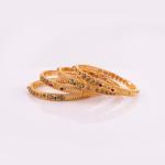 Beautiful Light Weight Gold Bangles for Ladies with Flowers Design and Stones