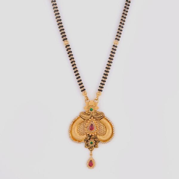 Gold Mangalsutra Pendant with Adoreable Design & Stones 