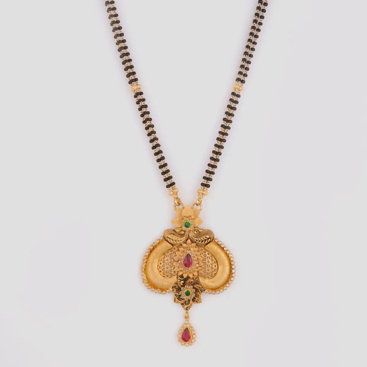 Gold Mangalsutra Pendant with Adoreable Design & Stones 