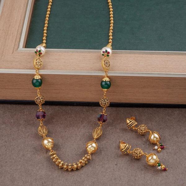 Fancy Matar Mala with Elegant Earring & Multicolour Beads