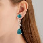 925 Sterling Silver Natural Turquoise Gemstone Dangler Drop Earrings