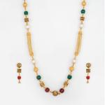 Gold Antique Fancy Matar Mala Chain Set in Amazing design with Earring 