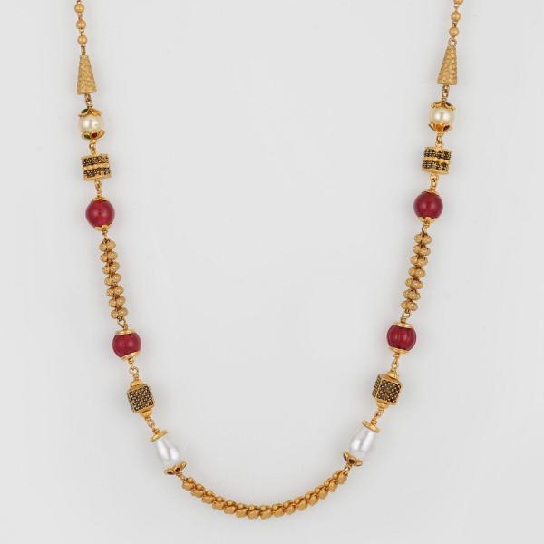 Fancy Matar Mala with Red and White Pearls 