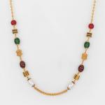 Beautiful Antique Gold Mala Chain with Multicolour Beads 