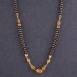 Gold Antique Small Mangalsutra for Ladies with Black Meena 