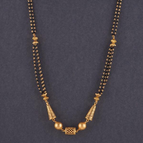 Beautiful Gold Small Mangalsutra for Ladies with Beautiful Design & Red Stone 