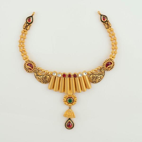 Unique Gold Necklace Set with Beautiful Antique Design for Ladies 