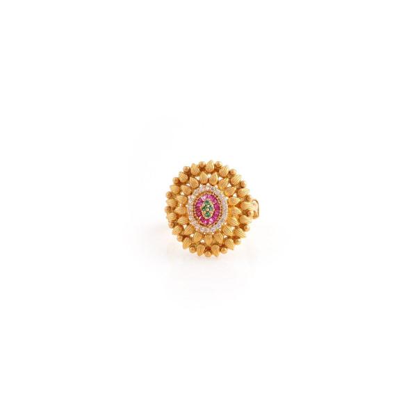 Beautiful Gold Cocktail Ring in Antique Design for Ladies  in Flowers Shape