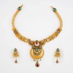 916 Hallmark Gold Antique Necklace Set for Ladies with Fabulous Design 