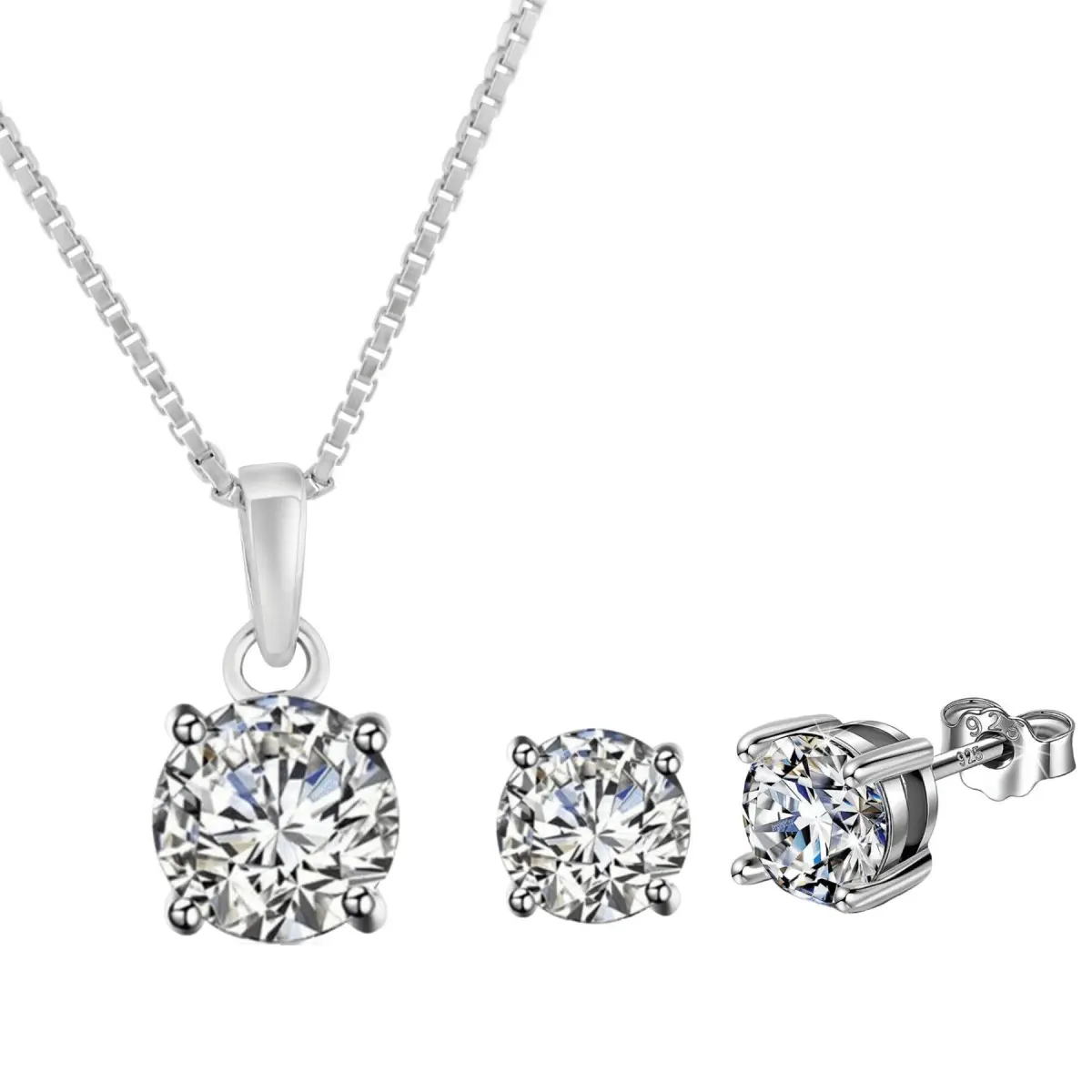 925 Sterling Silver Natural Swarovski Zirconia Gemstone Pendent Set for Women & Girls