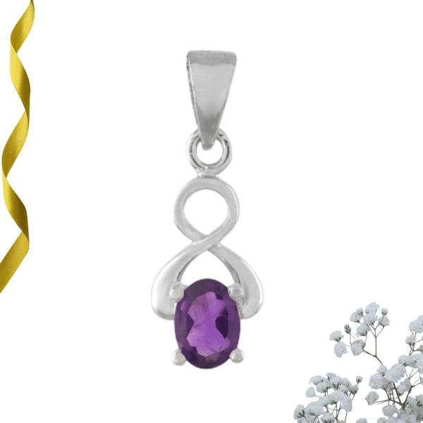 925 Sterling Silver Natural Amethyst Gemstone Pendant / Locket for Women & Girls