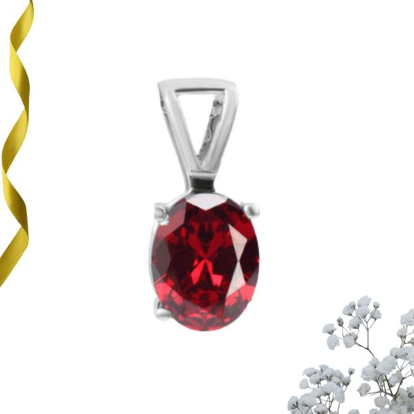 925 Sterling Silver Natural Garnet Gemstone Pendant / Locket for Women & Girls