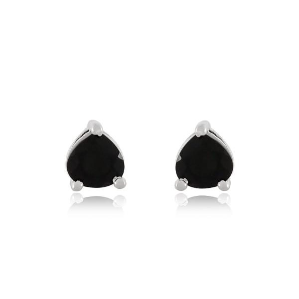 925 Sterling Silver Real Trillion Black onyx Gemstone Shape Stud Earrings