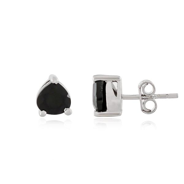 925 Sterling Silver Real Trillion Black onyx Gemstone Shape Stud Earrings