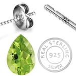 925 Sterling Silver Real Peridot Gemstone Pear Shape Stud Earrings