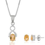 925 Sterling Silver Natural Citrine Gemstone Pendent Set for Women & Girls