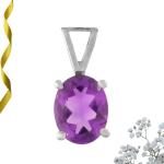 925 Sterling Silver Natural Amethyst Gemstone Pendant / Locket for Women & Girls