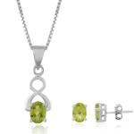 925 Sterling Silver Natural Peridot Gemstone Pendent Set for Women & Girls