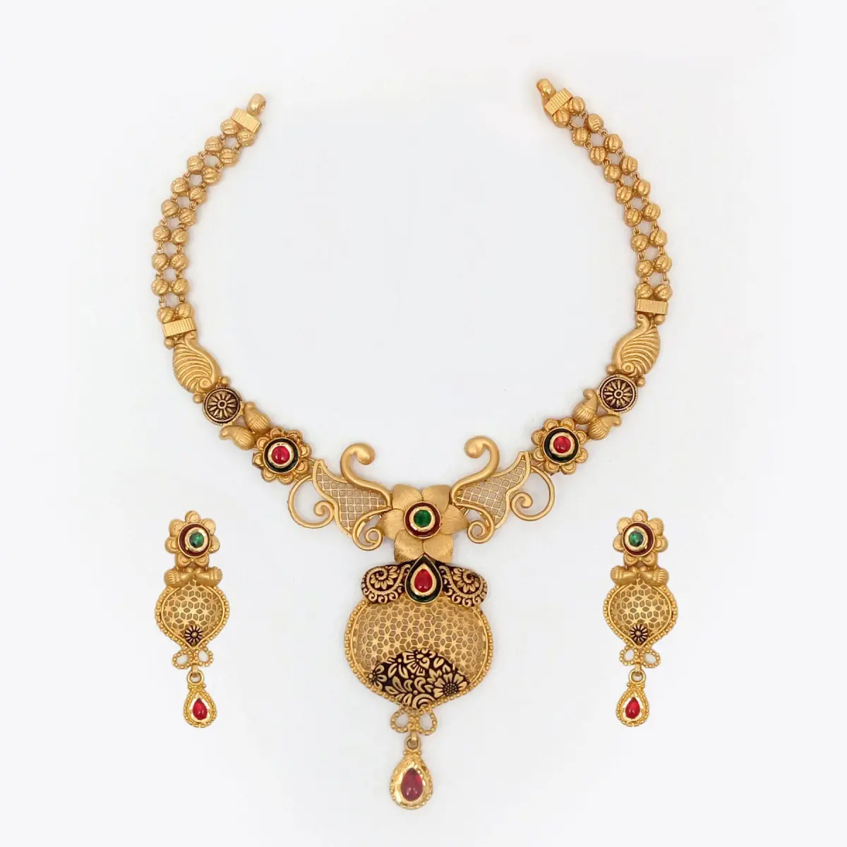 Elegant Shape Antique Gold Necklace for Ladies with Fancy Design 