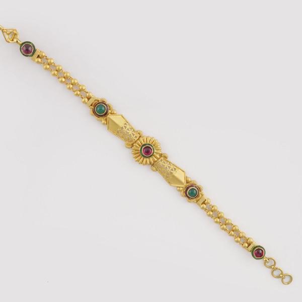 Adoreable Gold Antique Bracelete for Ladies with Flowers Design 