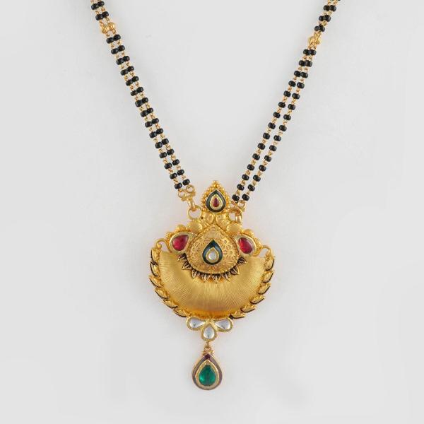 Gold Antique Pendant Set for Ladies with Beautiful Meena work & Stones 