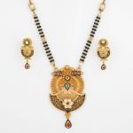 Beautiful Gold Mangal Sutra Pendant Set in Amazing Design with Earrings 