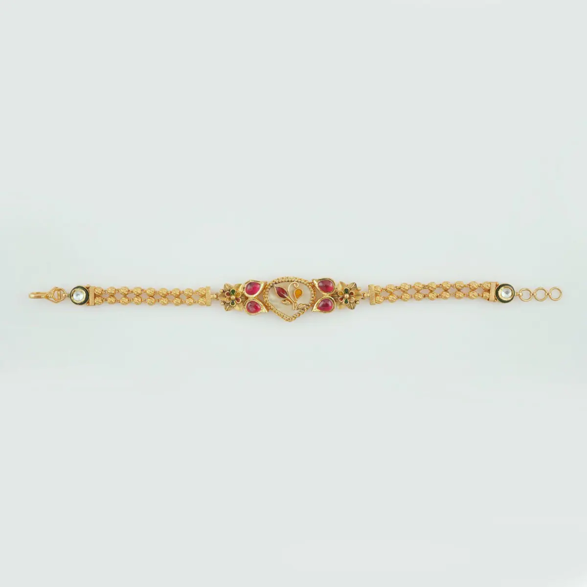 Beautiful Gold Antique Bracelete for Ladies with Flowers Design 