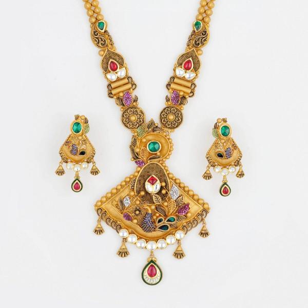 Adoreable Gold Antique Ranihar Set with Fabulous work & Design 