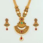 Beautiful Kundan & Meena work with Amazing Design Gold Long Antique Ranihar Set 