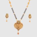 Gold Antique Pendant Set for Ladies with Beautiful Meena work & Stones 