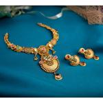 Amazing Gold Antique Necklace Set with Beautiful Kundan work 