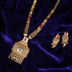 Beautiful Flowers & leaf Design Gold Ranihar Set with Kundan work for Ladies 